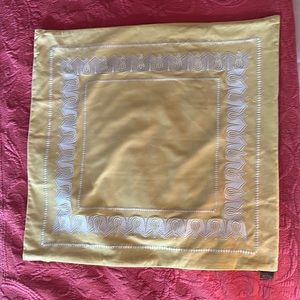 Gorgeous Buttercup Yellow Cotton Euro Pillow Shams With White Embroidery by echo